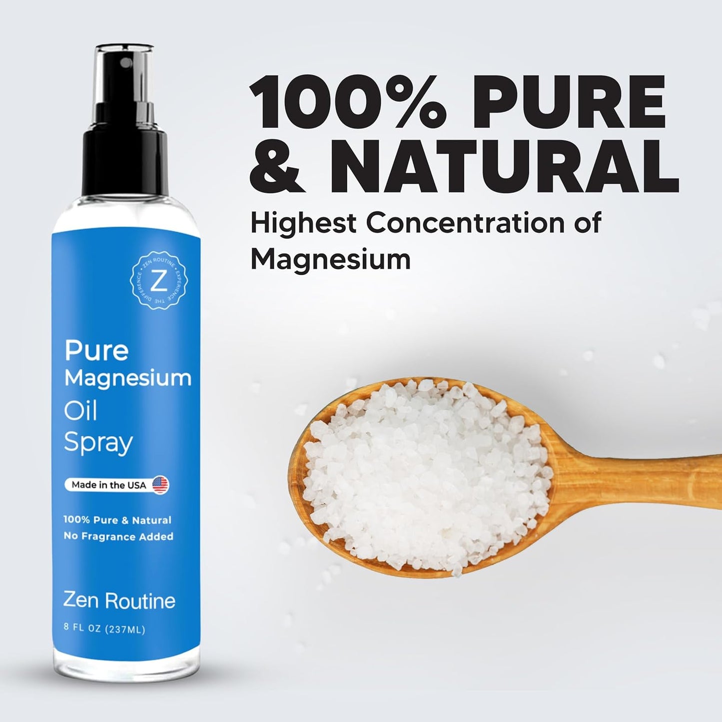 Pure Magnesium Oil Spray – 8oz (3 Pack) - Organic USP Grade, Magnesium Oil for Feet, Magnesium from Ancient Minerals - Aceite de magnesio para Los pies - Natural Magnesium Chloride, Made in The USA