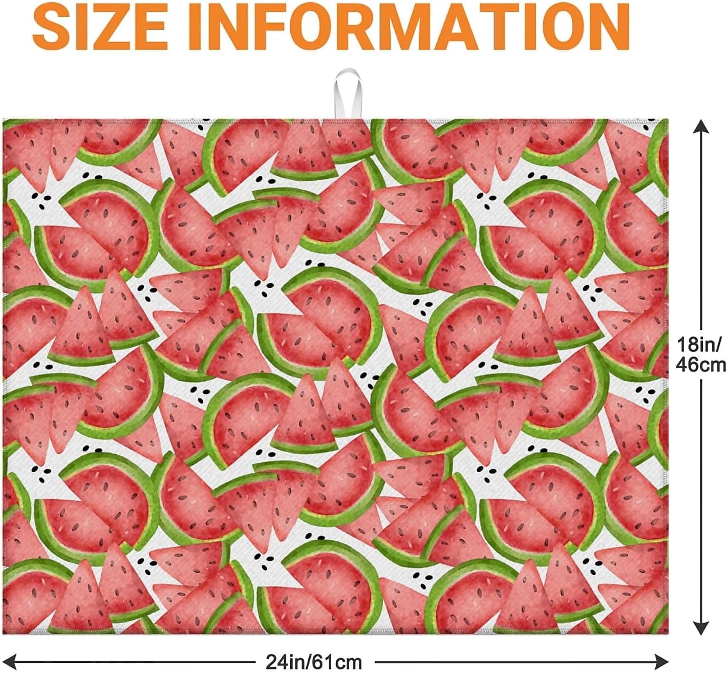 Dish Drying Mat For Kitchen Counter, Big Red Watermelon Microfiber Absorbent Dish Drainer Rack Pad Reusable Large 18x24in Drying Mat