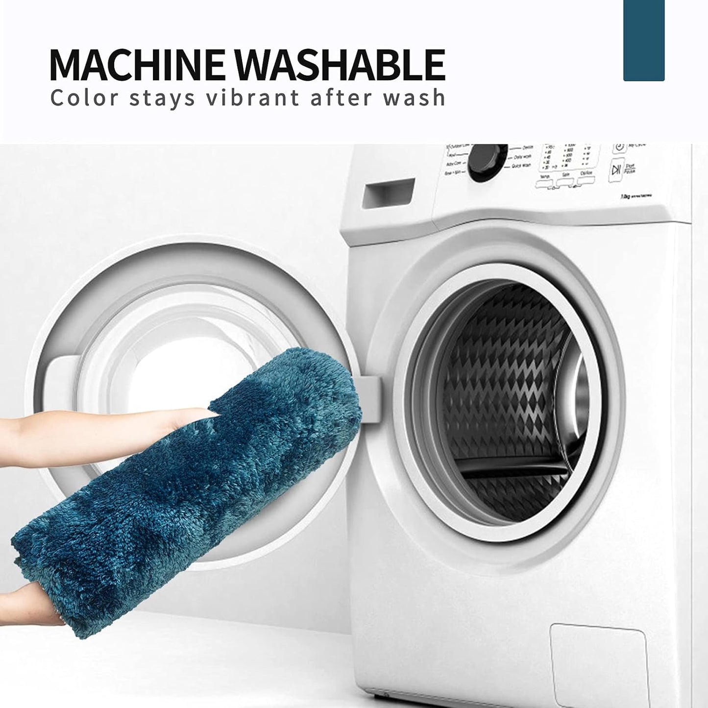 FIFU Bathroom Rugs 17" W x 24" L, Bath Mat for Bathroom, Bedroom, Laundry Room & Kitchen, Non-Slip Rubber Latex Backing, Extra Soft and Absorbent Microfiber Carpet, Machine Washable Rug, Peacock Blue