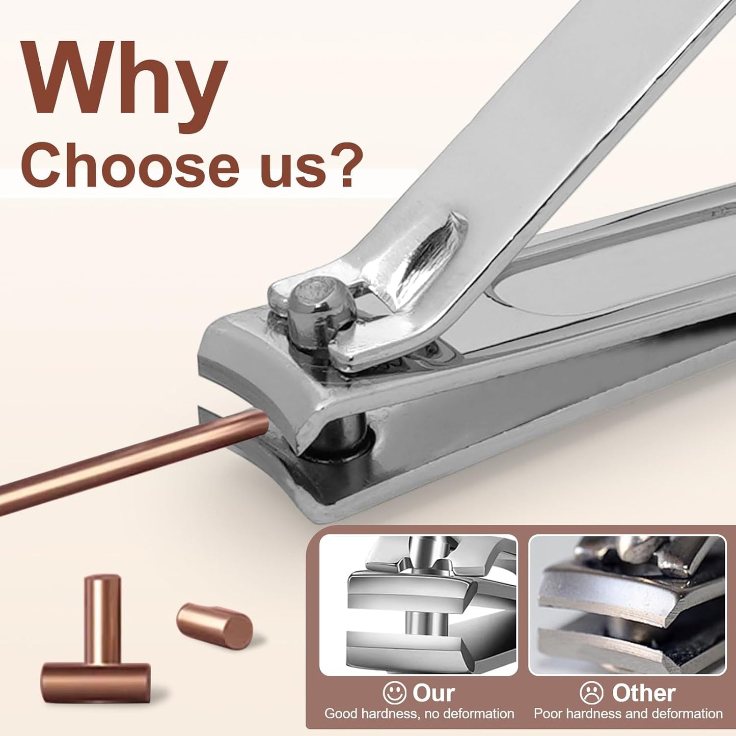 Premium Stainless Steel Nail Clippers Set - Travel Grooming Kit, 10pc Manicure/Pedicure Tools with PU Case - Unisex Gift for Men and Women(C-Grey)