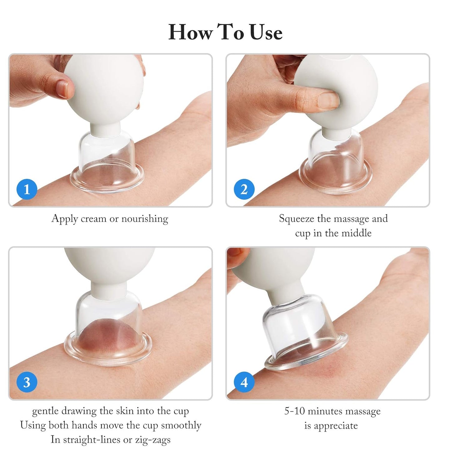 Nuanchu Facial Cupping Cup White Glass Face Cup Silicone Cupping Massage Vacuum Suction Mug for Body Face Leg Arm Back Shoulder Muscle and Joint Pain(1.5 Inch Diameter)