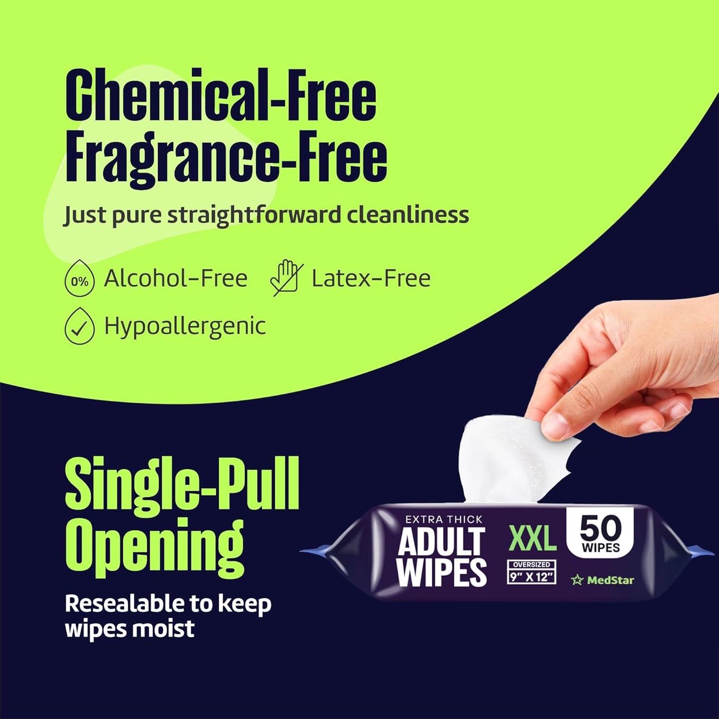 Adult Wipes Extra Large - Thicker Disposable Washcloths for Elderly Care & Shower Alternative - Fragrance-Free with Flip-To (8 Pack XXL)