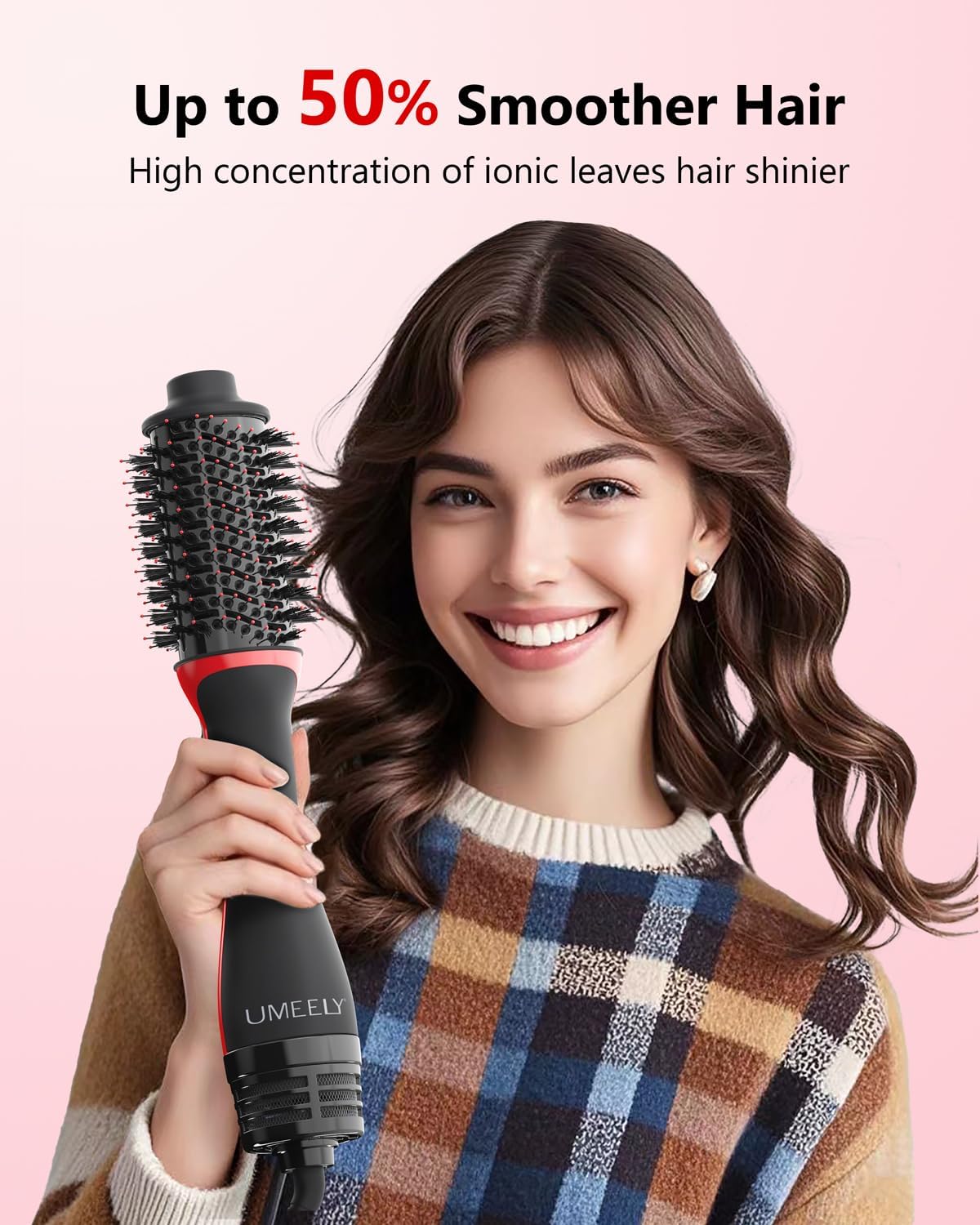 Plus 2.0 Hair Dryer Brush Blow Dryer Brush in One, 2'' Oval Brush Head Hot Air Brush Styler & Volumizer with Ionic Technology, NTC Smart Temp Control for Smooth, Frizz-Free, Shiny Hair