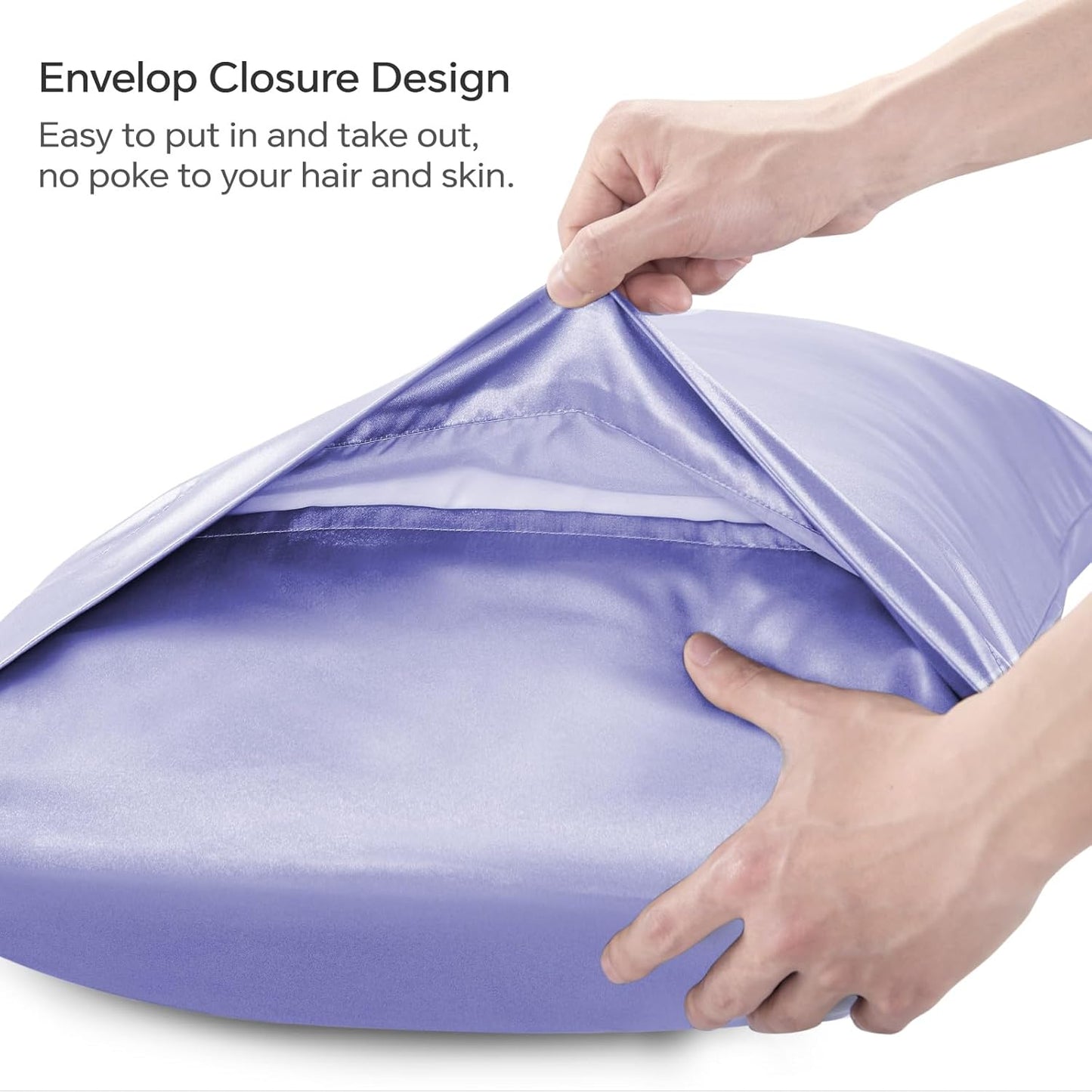 BEDELITE Satin Body Pillow Cover, Super Soft and Cooling Body Pillow Pillowcase for Hair and Skin, Breathable Silky Full Long Pillowcase Cover(20"x54", Lilac)