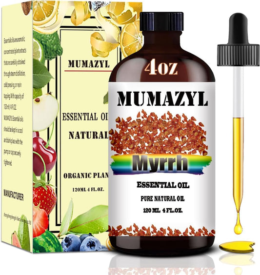 Myrrh Essential Oil, Myrrh Oil 4 Fl Oz 120ML for Diffuser Humidifier Yoga Cleaning DIY Candle Soap Making Essential Oils