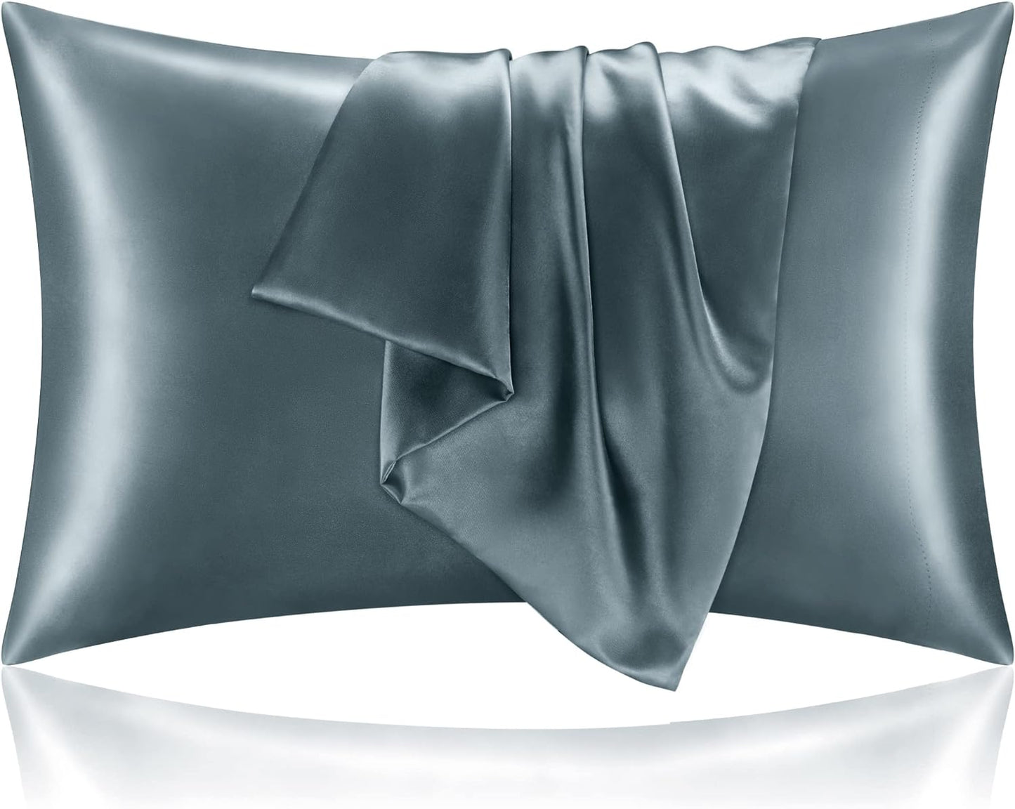 BEDELITE Satin Pillowcase for Hair and Skin, Super Soft and Cooling Similar to Silk Pillow Cases 2 Pack with Envelope Closure, Gift for Women Men(20"x30" Queen Size, Space Grey)