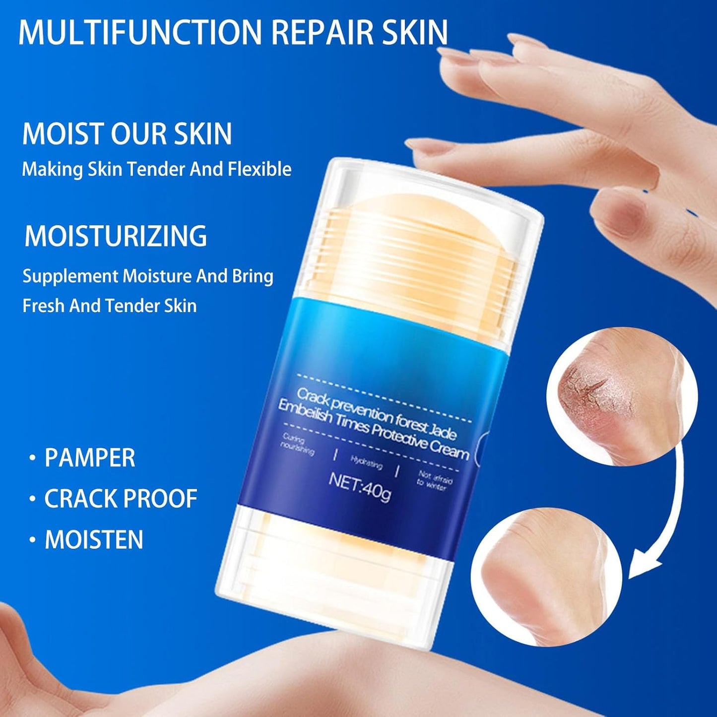 Crack Feet Prevention Stick 2PCS - Foot Care Cream Heel Balm for Dry Cracked Feet, Remove Dead Skin and Moisturize Dry Skin for Face, Knees, Elbows, Hands (2pcs, Apple Flavor + Coconut)