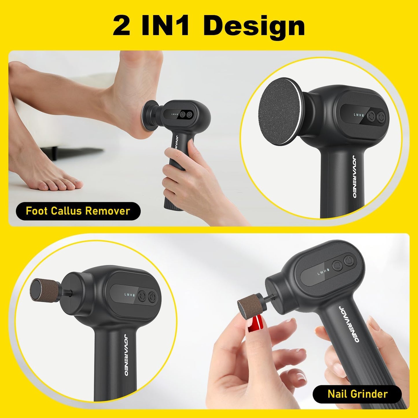 Electric Foot Callus Remover Rechargeable, Electronic Foot File Pedicure Tool, 2 in 1 Foot Grinder, Pro Foot Scrubber Kit for Dead, Hard, Cracked Skin, with 6 Speeds & 20 Sandpaper Discs