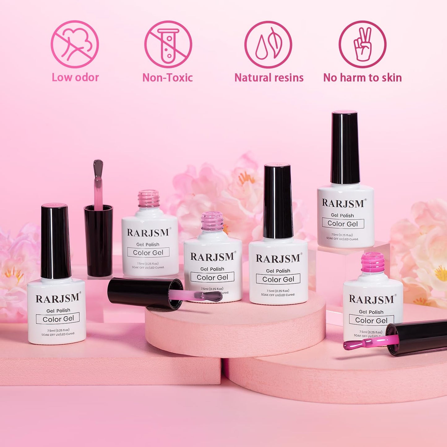 RARJSM Nude Pink Jelly Gel Nail Polish Set 6pcs Clear Crytal Stained Glass Purple Pink Series Transparent Sheer Amber Milky Gel Varnish LED UV Curing Requires Soak off French Manicure Home Salon