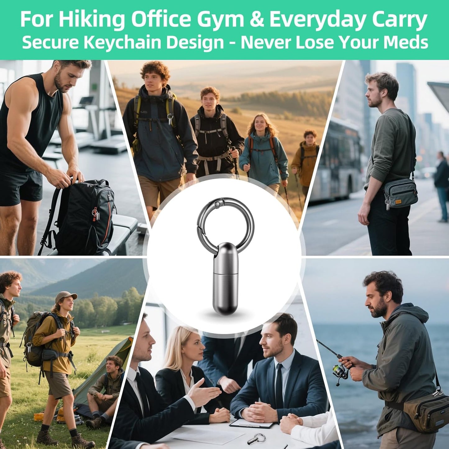 Titanium Keychain Pill Holder Waterproof Lightweight Portable Pocket Mini Pill Case for Emergency Medicine Travel Fits Daily Purse Wallet Small Pill Box Containers (Small)