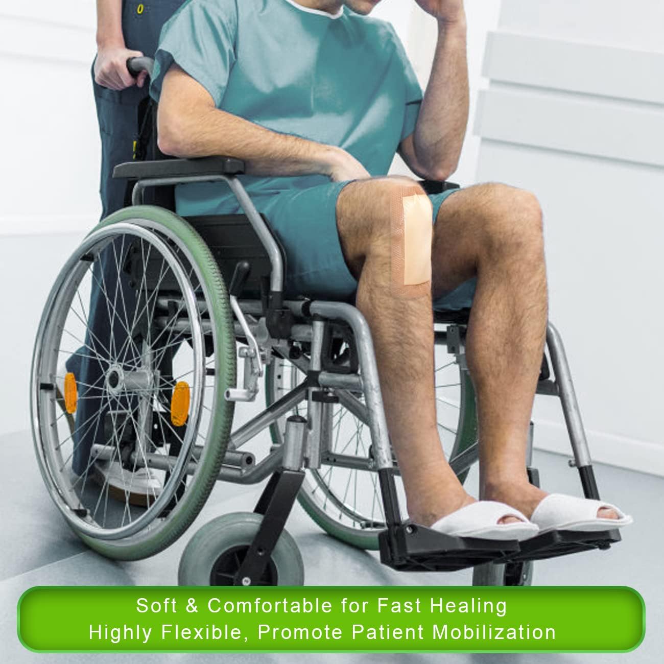 Silicone Foam Dressing with Gentle Border for Post-op Surgical Wounds 4''x8'', Absorbent Pad 2''x6'', Pack of 5, Silicone Wound Bandages for Cuts, Abrasions, Bed Sore, Pressure Ulcer