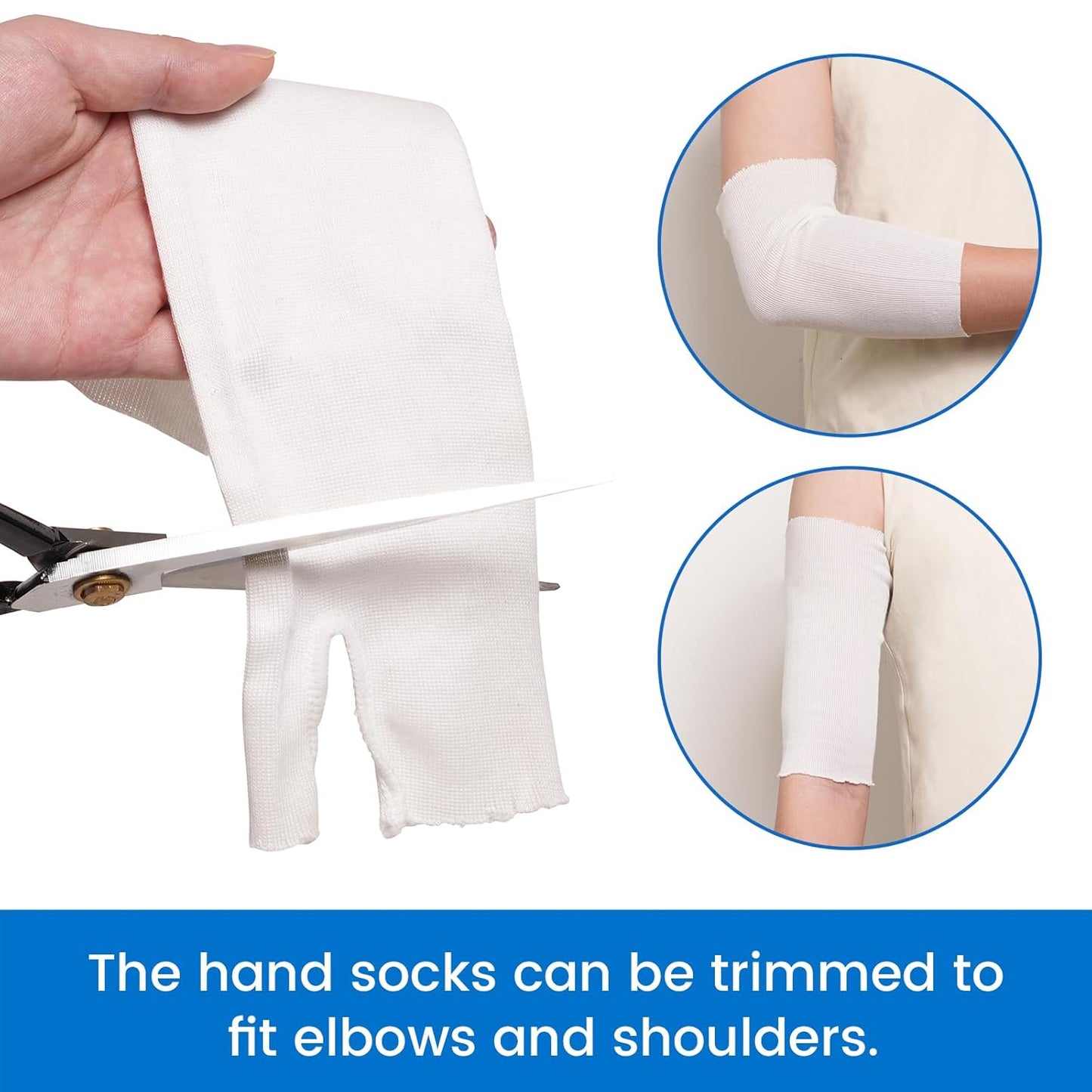 Velpeau Hand Socks for Splint (Pack of 10), Breathable, Thin Stockinette Tubing for Arm, Wrist Brace with Thumb Spica Liner, Cotton Gauze Sleeve, Under Cast Wrap, Arm Cover for Men and Women (White, Light Version, M)
