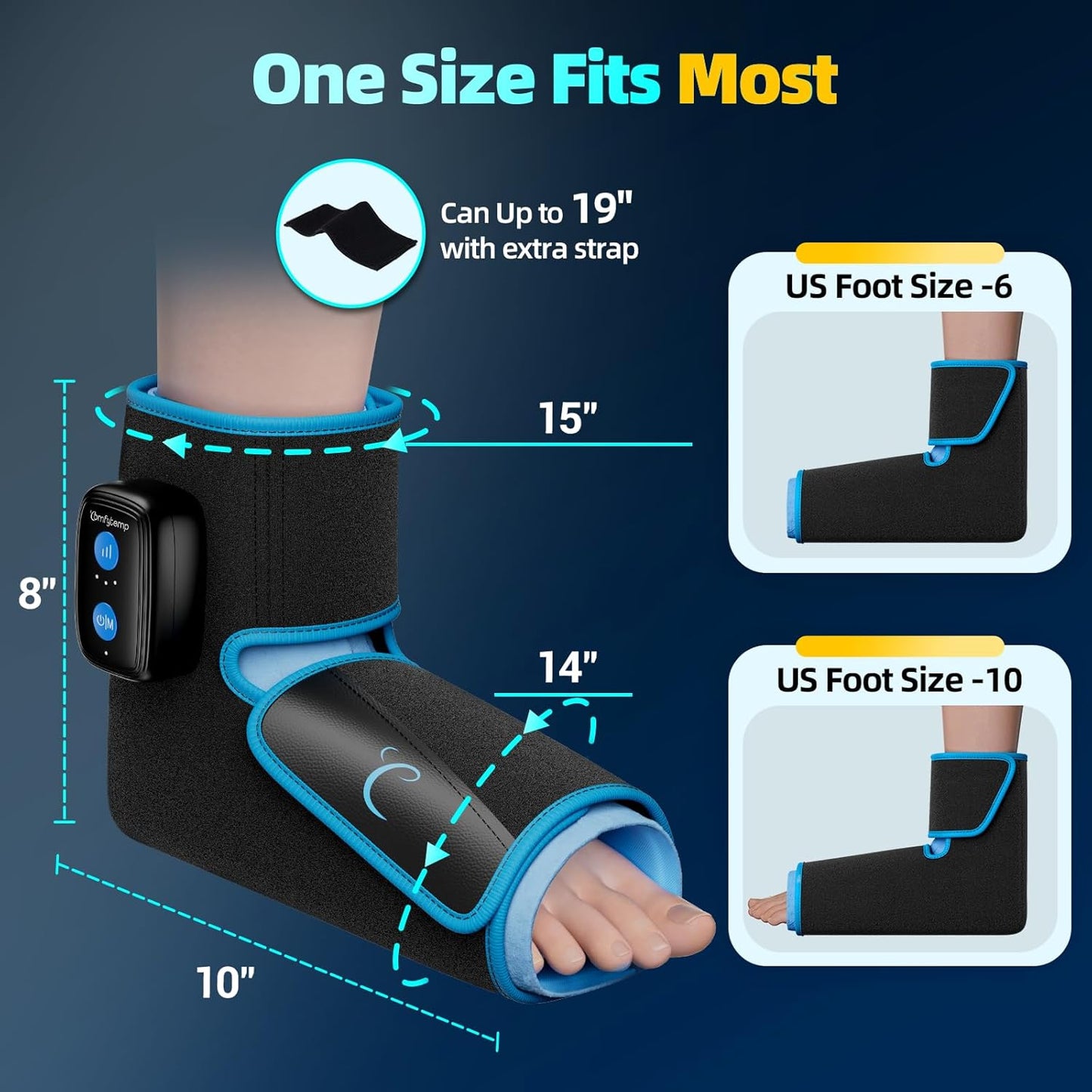 Comfytemp Auto Compression Ankle Foot Ice Pack Wrap, FSA Eligible HSA, Reusable Gel Hot Cold Therapy Brace for Plantar Fasciitis Relief, Achilles Tendonitis, Swelling, Heel Spur, Sprain, Get Well Gift