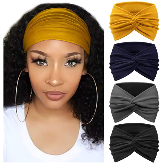Extra Wide Headbands for Women Large Turban Headband Non Slip Boho Elastic Hairband Hair Twisted Knot Head Bands Accessories