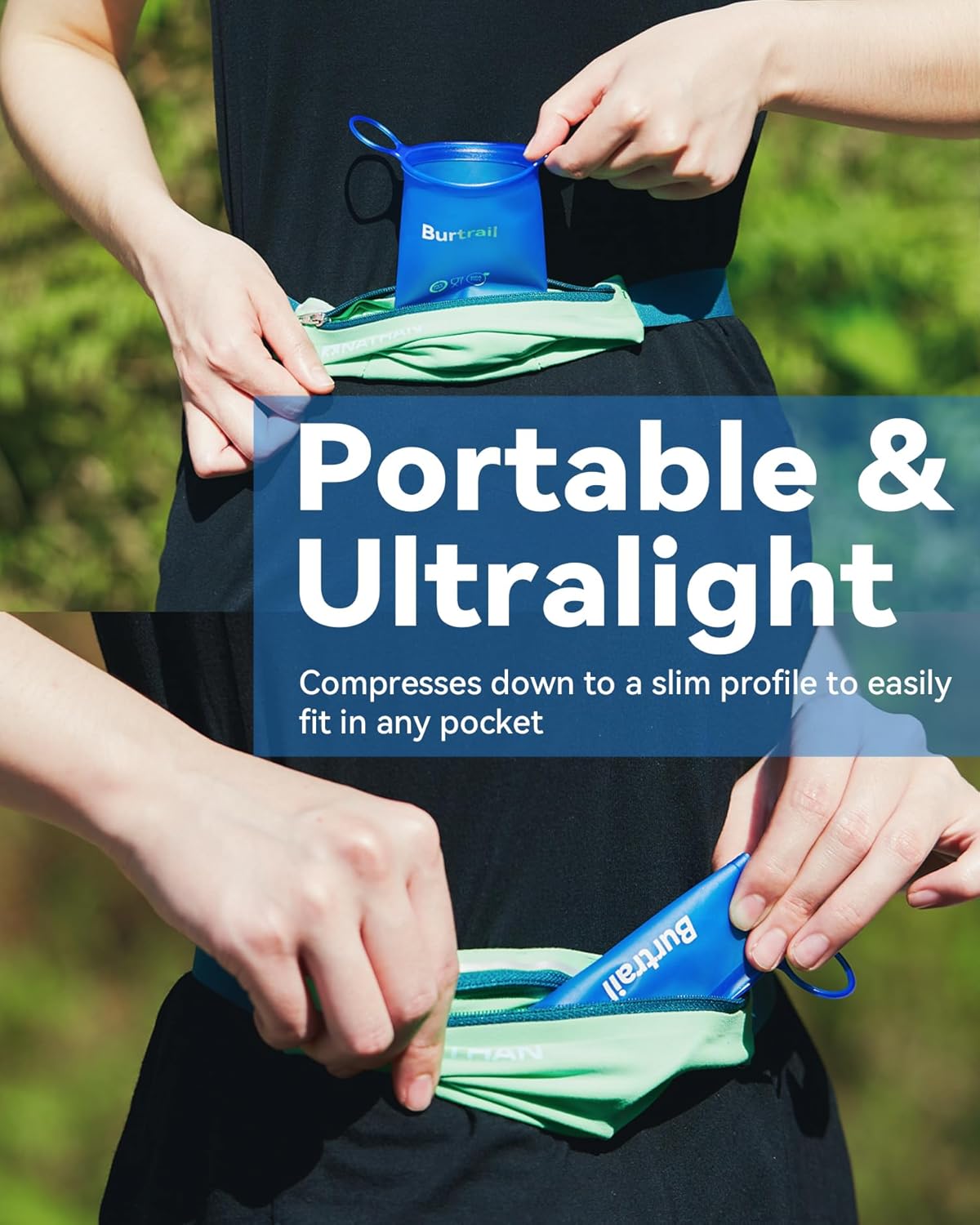 200 ml/6.8 oz-2Pack-Collapsible Cup TPU Running Water Cup Ultralight Protable with Carabiner for Backpacking,Running,Climbing,Camping,Party-BPA Free,Blue