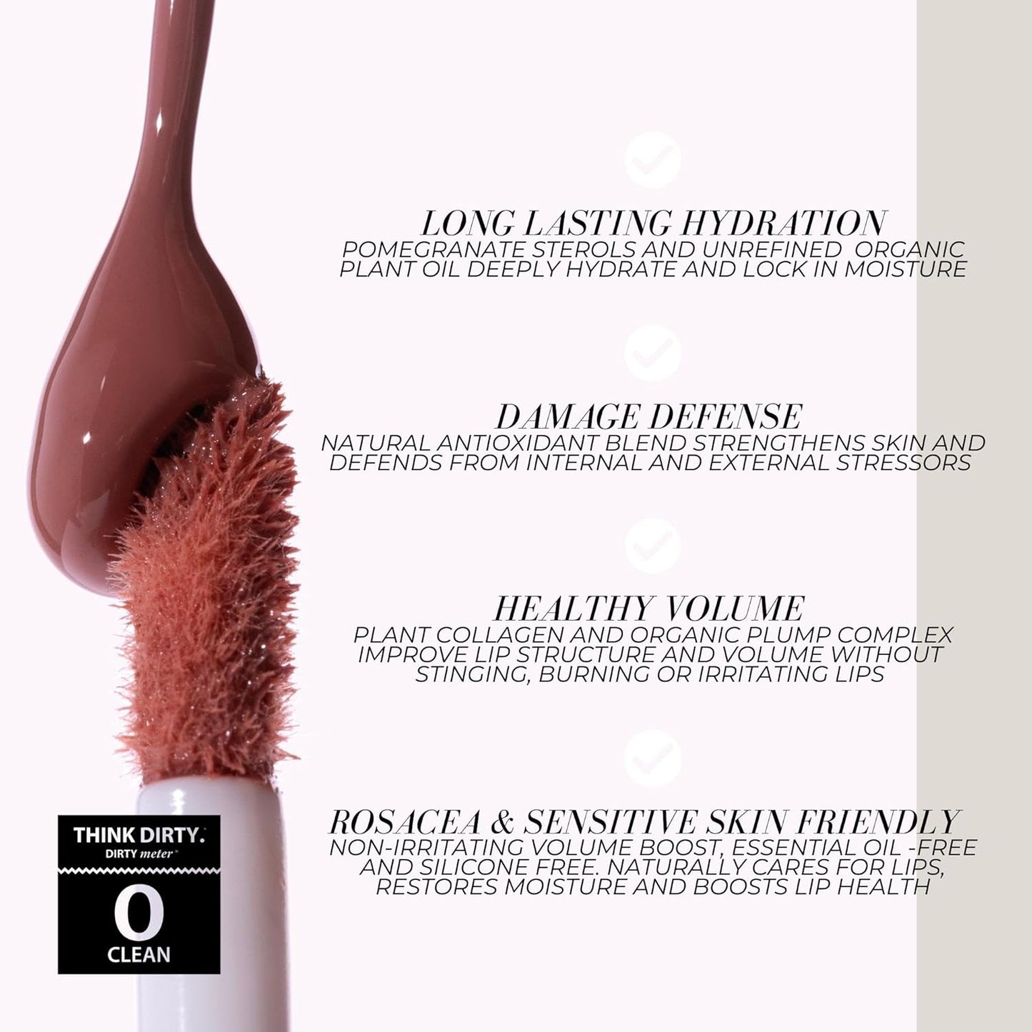 FITGLOW Beauty Lip Colour Serum | Hydrating Lip Gloss | Plumping Anti-Aging Lip Treatment | Natural Shine with Pomegranate Sterols & Collagen | Buildable Color for Dry Chapped Lips | Nudie - 10g