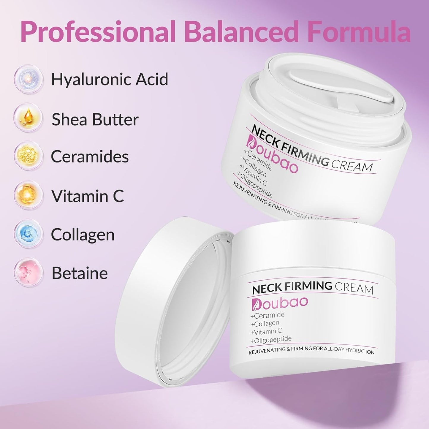 Neck Firming Creams for Tightening and Firming, Moisturizer Face Cream with Collagen, Hyaluronic Acid, Day & Night Anti-Aging Skin Tightening Cream for Neck, Décolleté & Face – 1.7Fl Oz
