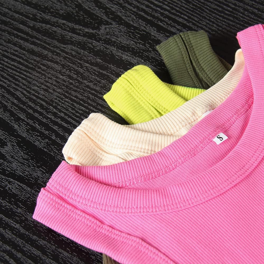 GEMBERA Womens Sleeveless Racerback High Neck Casual Basic Cotton Ribbed Fitted Tank Top