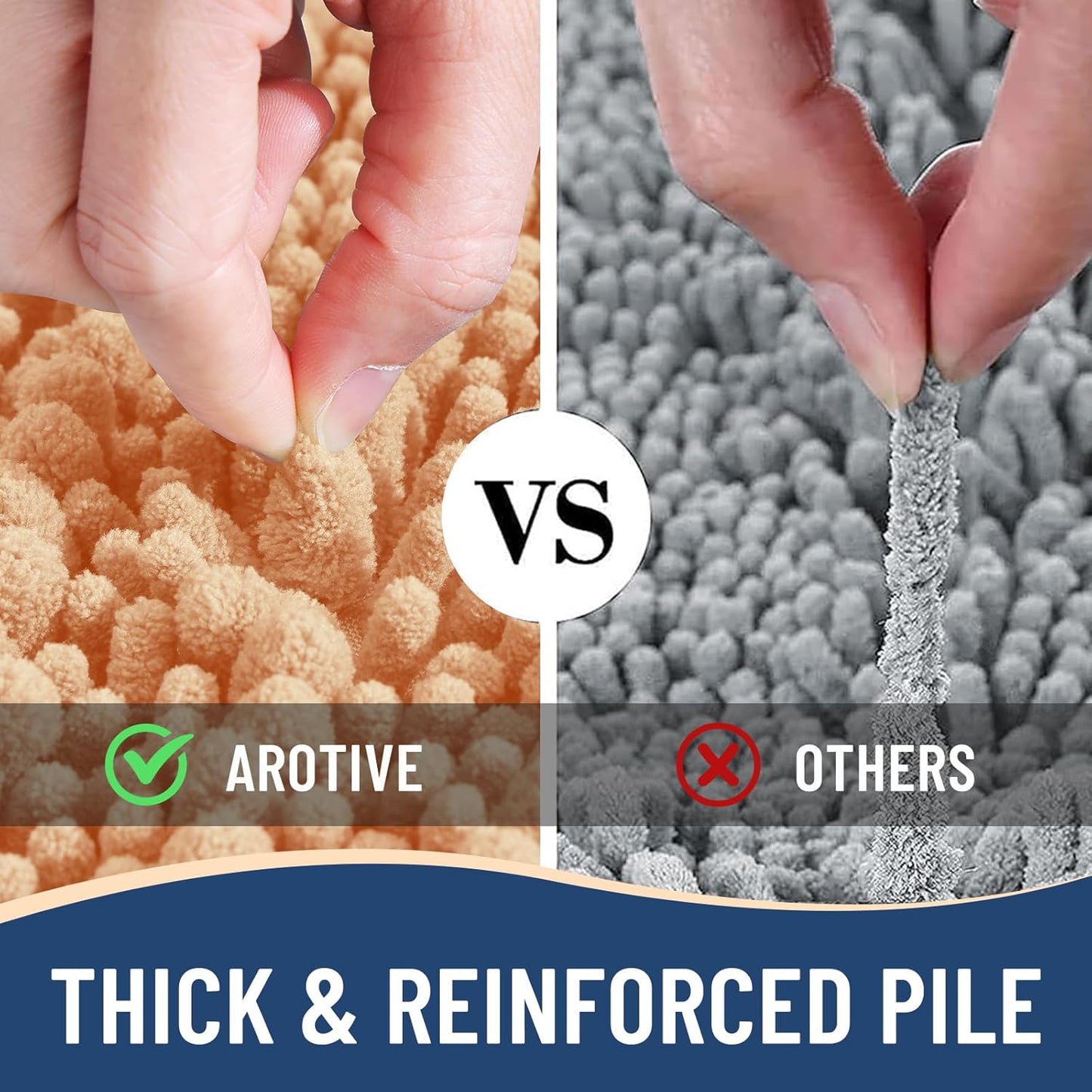 Arotive Luxury Chenille Bathroom Rug Mat, Extra Soft Thick Absorbent Shaggy Bath Rugs, Non-Slip Machine Wash Dry, Plush Bath Mats for Bathroom, Shower and Tub, 36x24, Peach