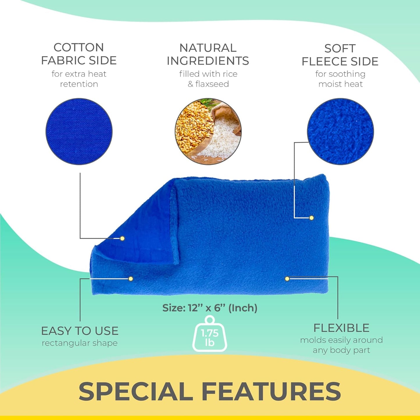 My Heating Pad for a Better Comfort - Moist Microwavable Heating Pads for Joint Pain and Sore Muscles - Microwave Hot Pack Heat Pad for Cramps - Chilled or Heated Pad Therapy Pillow - 2 Packs Blue