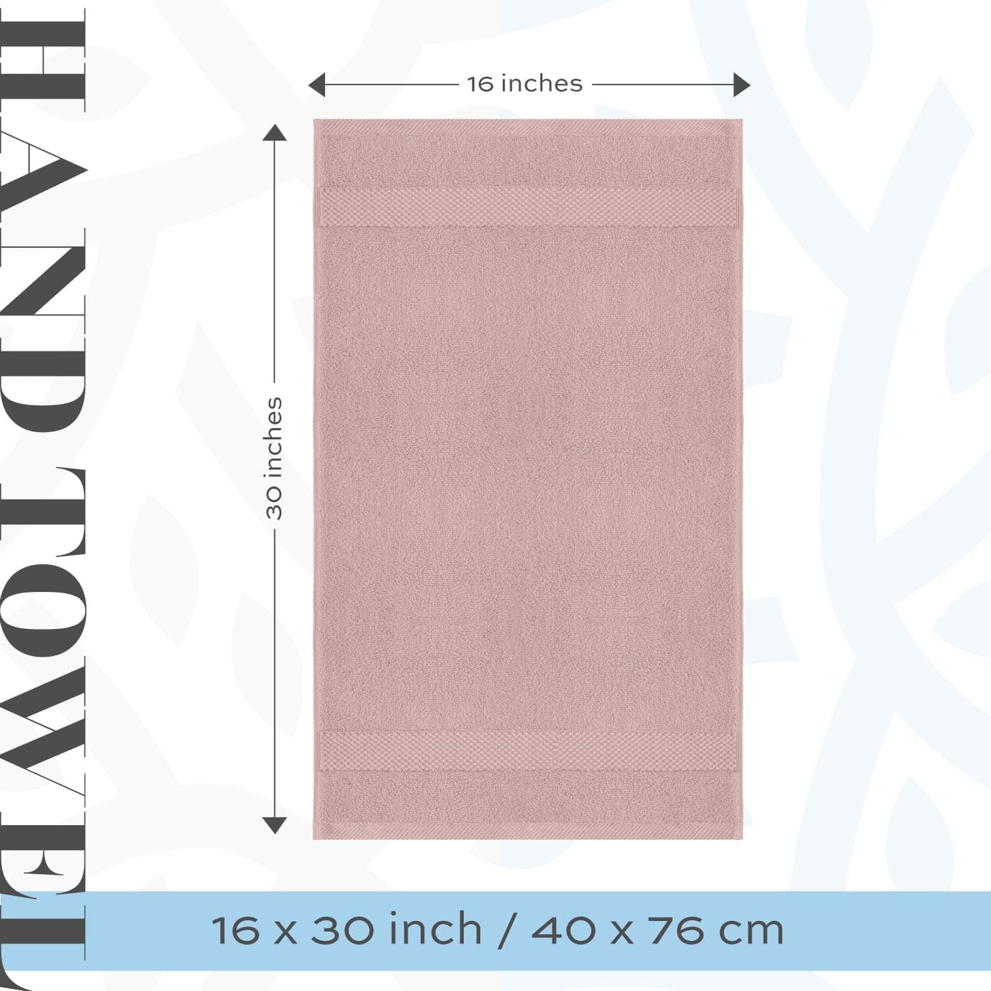 White Classic Luxury Pink Hand Towels - Soft 100% Turkish Cotton | Highly Absorbent Hotel spa Bathroom Towel Collection | 16x30 Inch | Set of 6