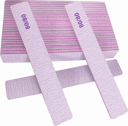 80/80 Grit Nail Files (25 Pcs), Coarse Emery Boards for Acrylic Nails and Gel Nails, Nail File Double Sided 80 Grits Emory Professional Nail Filers Pack