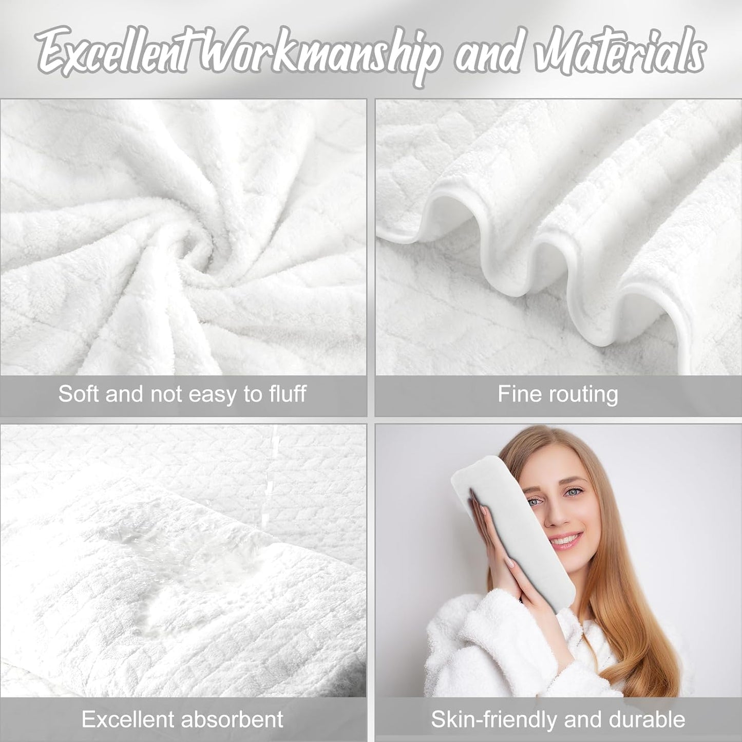 16 Pack Microfiber Bath Towels Bulk 27'' x 60'' Oversized Size Bath Towel Highly Absorbent Extra Large Soft Drying for Shower Beach Salon Winter Sport Spa Gym (Wheat,White)