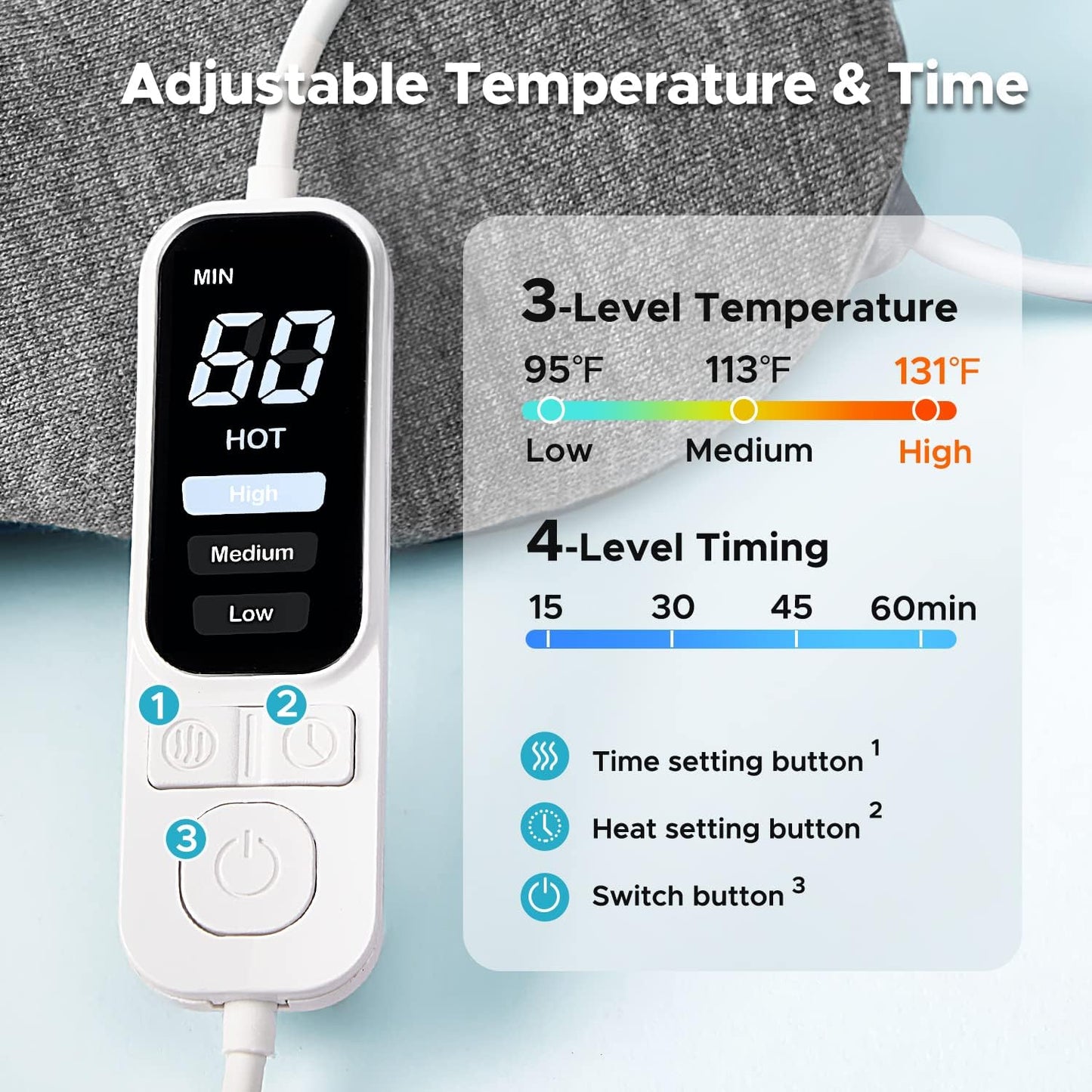 Ezona Heated Eye Mask, Warm Eye Compress Mask for Dry Eyes, USB Electric Eye Heating Pad with Temperature & Timer Control, Dry Eye Mask for Blepharitis, Sinus Migraine (Indigo)