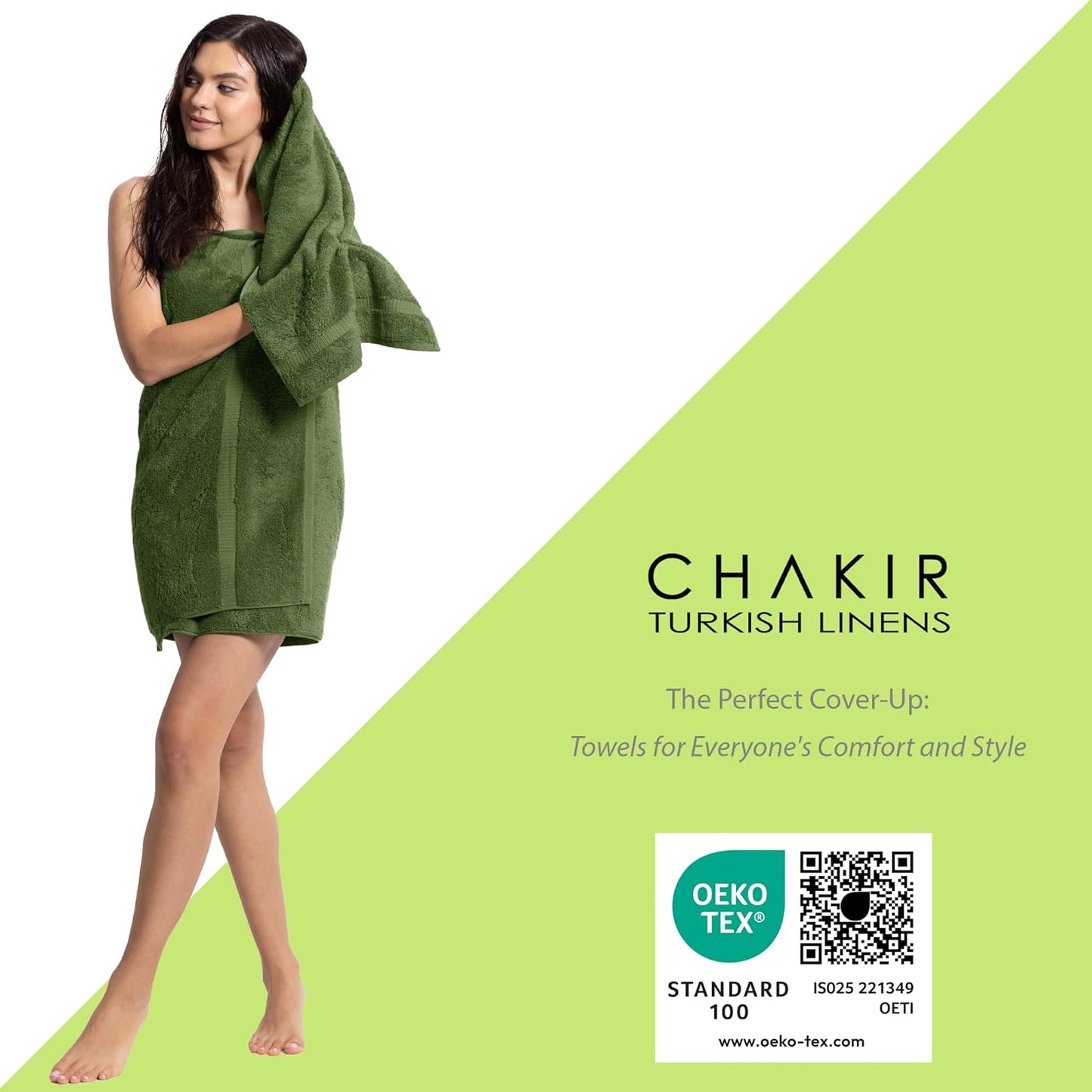 Chakir Turkish Linens | Hotel & Spa Quality 100% Cotton Premium Turkish Towels | Soft & Absorbent (4-Piece Washcloths, Moss)