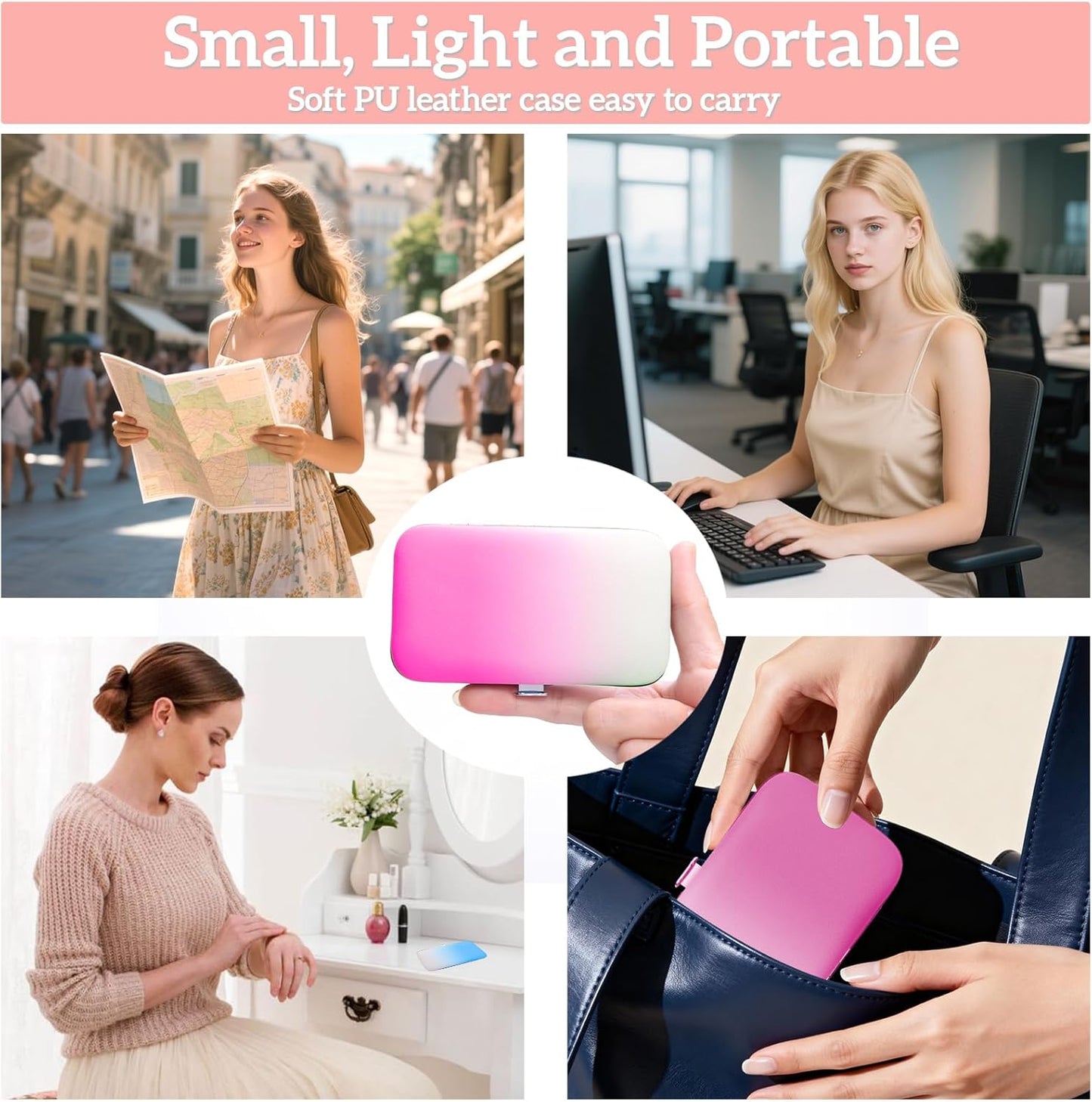 Nail Clippers Set 7 in 1 Stainless Steel, Colorful Manicure Kit Scissors Pedicure Tools Kit with Luxurious Travel Case- Portable Travel Grooming Kit Gift for Women