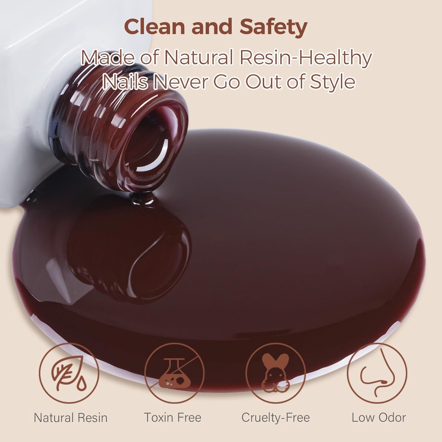 AILLSA Winter Brown Gel Nail Polish Burnt Berries Jelly Gel Polish Fall Neutral Translucent Gel Polish Long Lasting Purple Chestnut Color Soak Off U V Gel for French Manicure Nail Art at Home 0.51 Oz