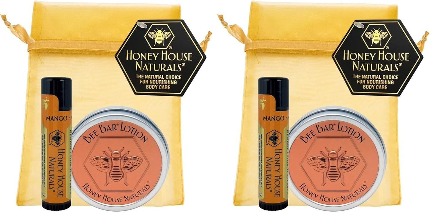 Honey House Naturals 2 Piece Gift Set, All Natural, Ultra Moisturizing Lotion Bar and Lip Butter Infused with Essential Oils, Made in USA, (Variant Name) (Pack of 2)