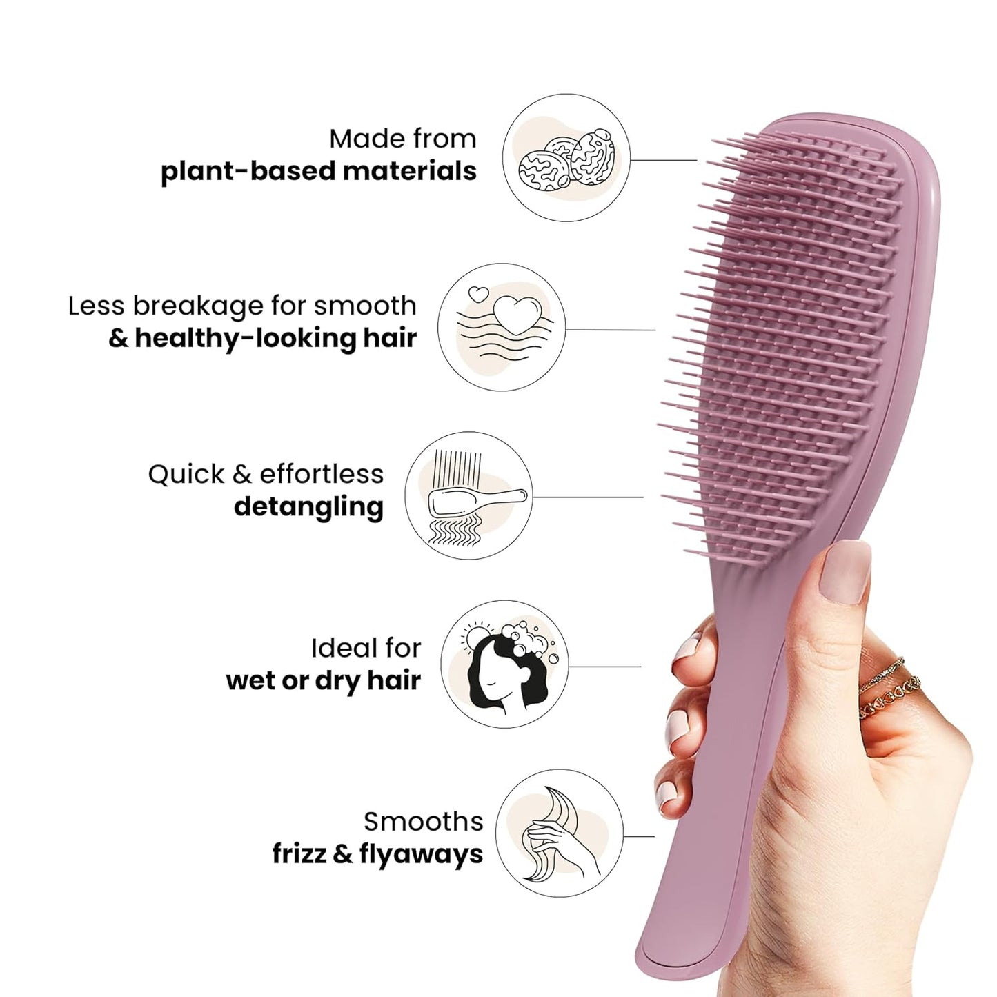 Tangle Teezer Plant-Based Ultimate Detangler Brush, Dry & Wet Hair Brush, Eliminates Knots & Reduces Breakage for All Hair Types, Earthy Purple