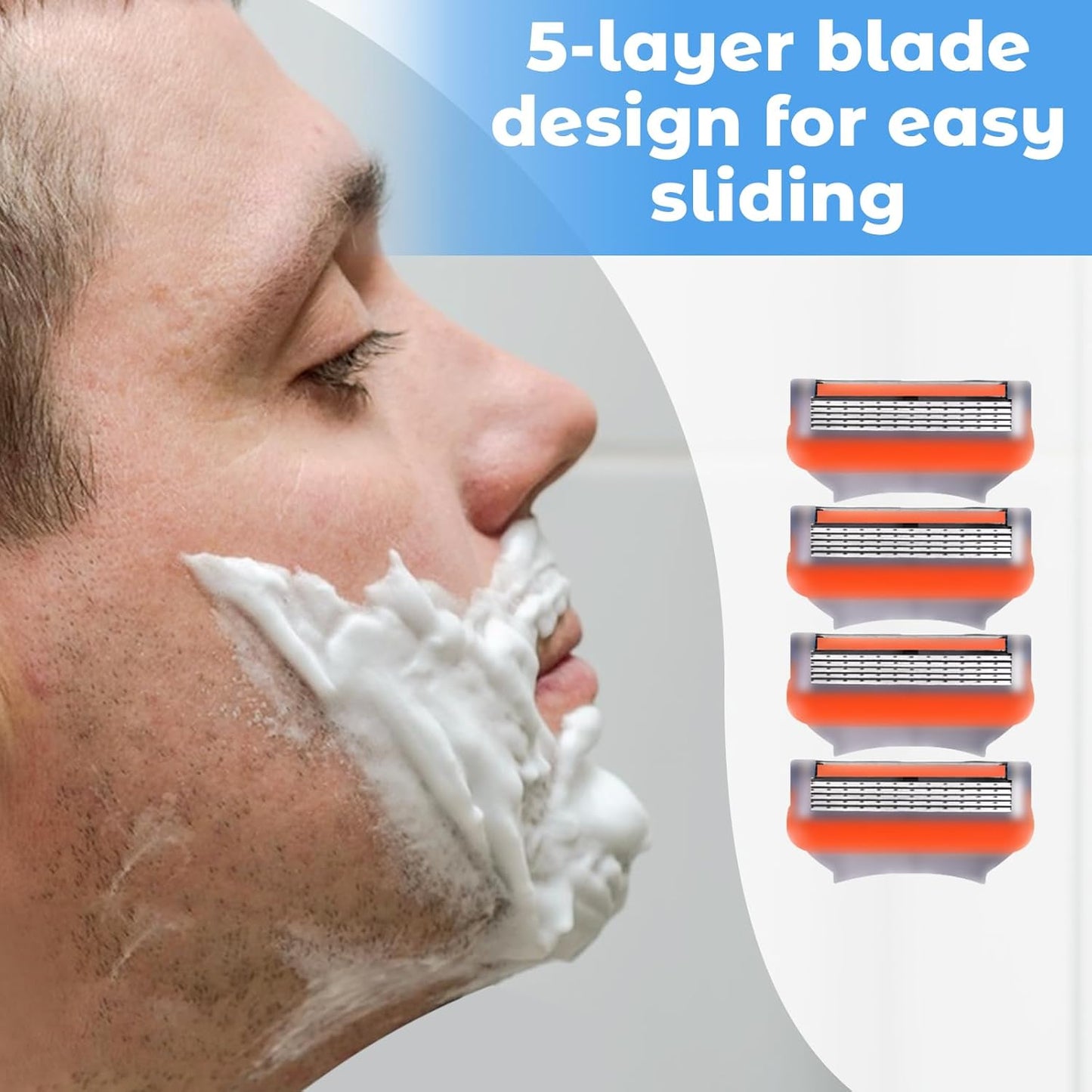 Premium 5-Layer Stainless Steel Razor Blade Refills, 24 Pack – Compatible with Fusion 5 Style Razors, High-Performance Cartridges for Smooth Shaving, Durable & Sharp Replacement Blades for Men