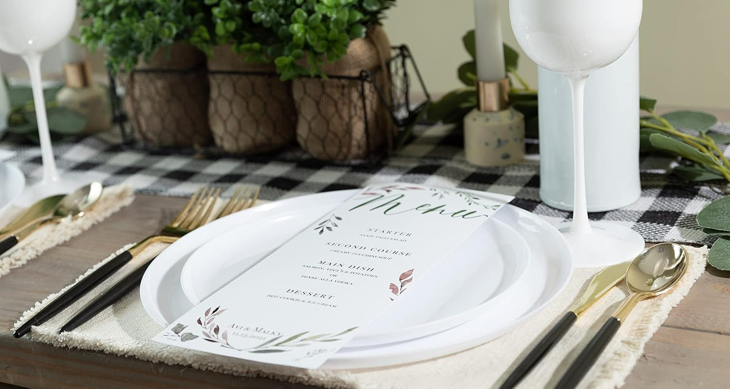 PLASTICPRO [30 Pack 10.7''] White Plastic Party Plates Edge Collection Premium heavyweight Elegant Disposable Tableware Dishes