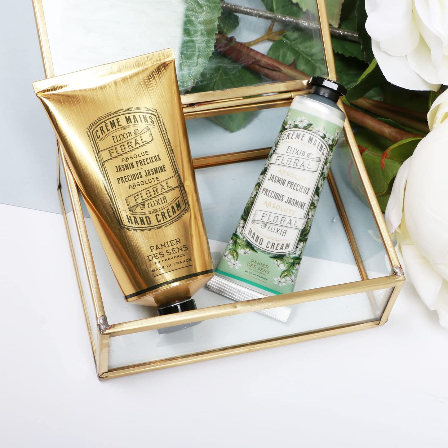 Panier des Sens - Hand Cream for Dry Cracked Hands - Jasmine Hand Lotion with Olive & Almond Oil - Vitamin E Skin Moisturizer with 97% Natural Ingredients - Made in France, 2.5 fl oz