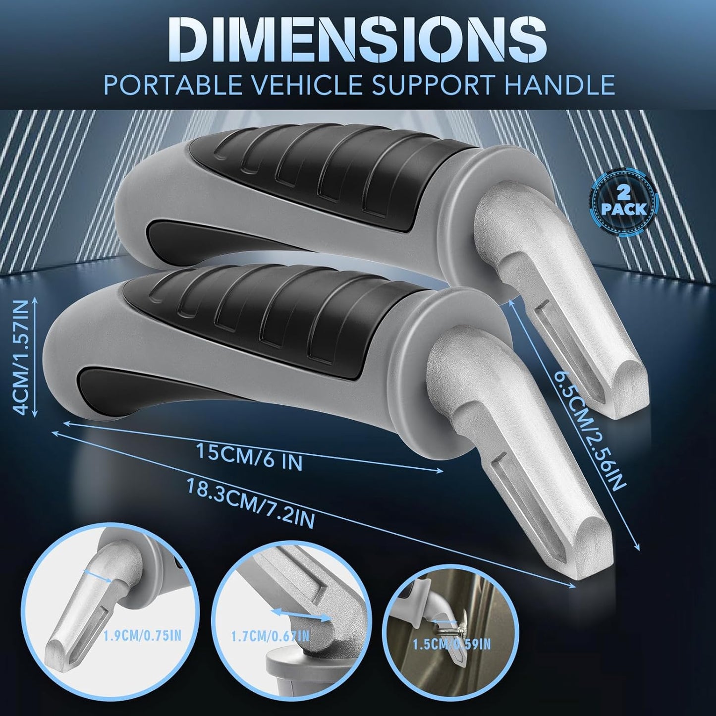 Car Door Handle for Elderly Car Handle Assist Support, Portable Auto Grab Handles for Handicap Seniors, Light Grey and Black 2 Pcs