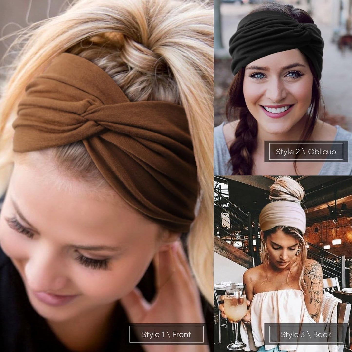 Extra Wide Headbands for Women Large Turban Headband Non Slip Boho Elastic Hairband Hair Twisted Knot Head Bands Accessories