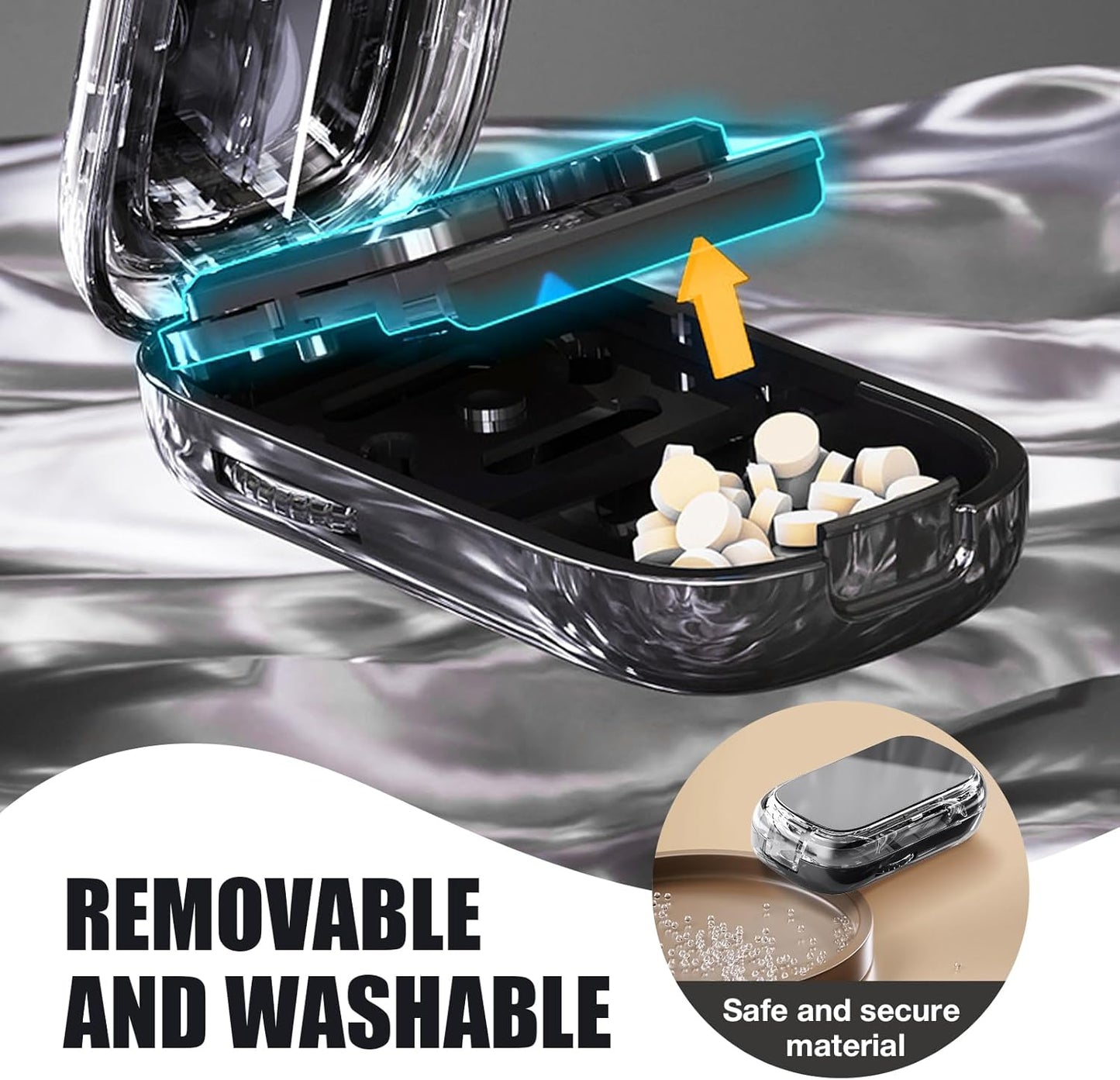 Portable Pill Cutter with Adjustable Slots – Multi Pill Splitter for Small & Large Tablets, Stainless Steel Blade, Clear Cut, Non-Slip Design, Easy to Use for Weekly Medication(Black, 1/4)