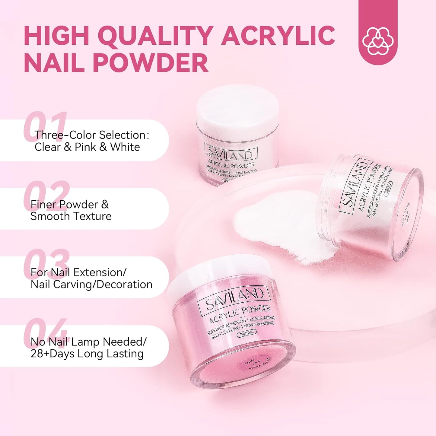 SAVILAND Acrylic Nail Kit with Everything: Nails Kit Acrylic Set For Beginners Gel Polish Kit U V Lamp Nail Decoration Professional Acrylic Nails Kit Starter Full Acrylic Nail Supplies DIY Home Salon
