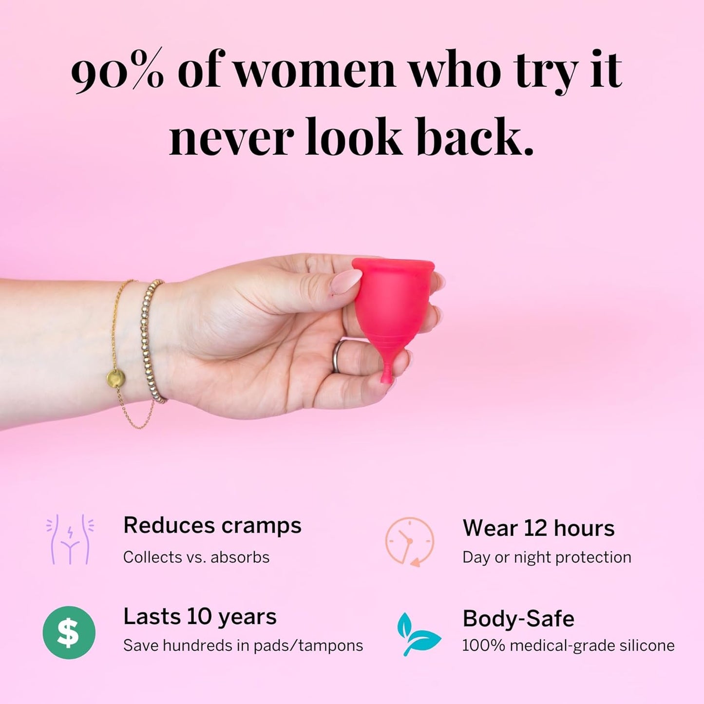 Pixie Menstrual Cup - No Metals or Toxins - Ranked 1 for The Most Soft Reusable Period Cup - Wear 12 Hours - 100% Medical-Grade Silicone - Tampon Alternative (Light Pink, Extra Small)