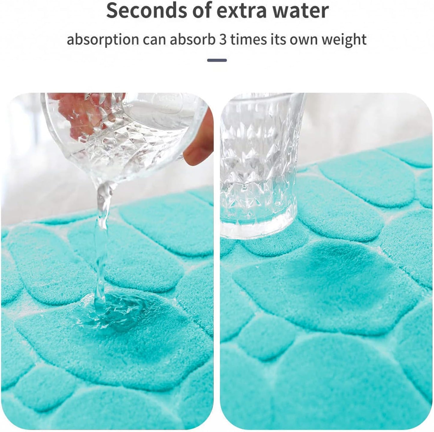 YIHOUSE Memory Foam Bath Mat Cobblestone Bathroom Rugs Super Water Absorbent Bath Mats for Bathroom Machine Washable Bath Rugs(20 x 32,Teal)