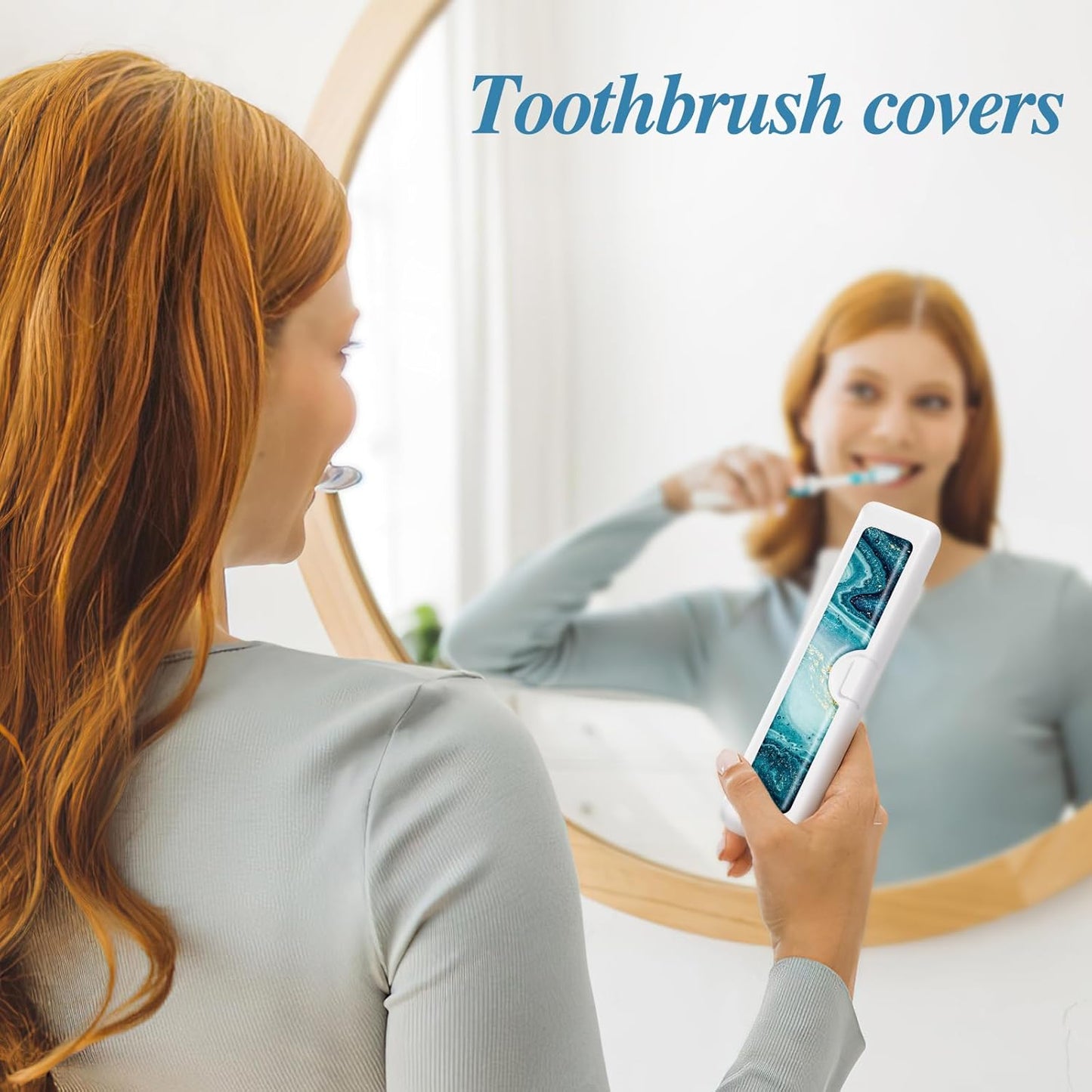 Toothbrush Travel Case - Colorful Pattern, Holder and Covers for Toothbrushes, Includes Tongue Scraper Case