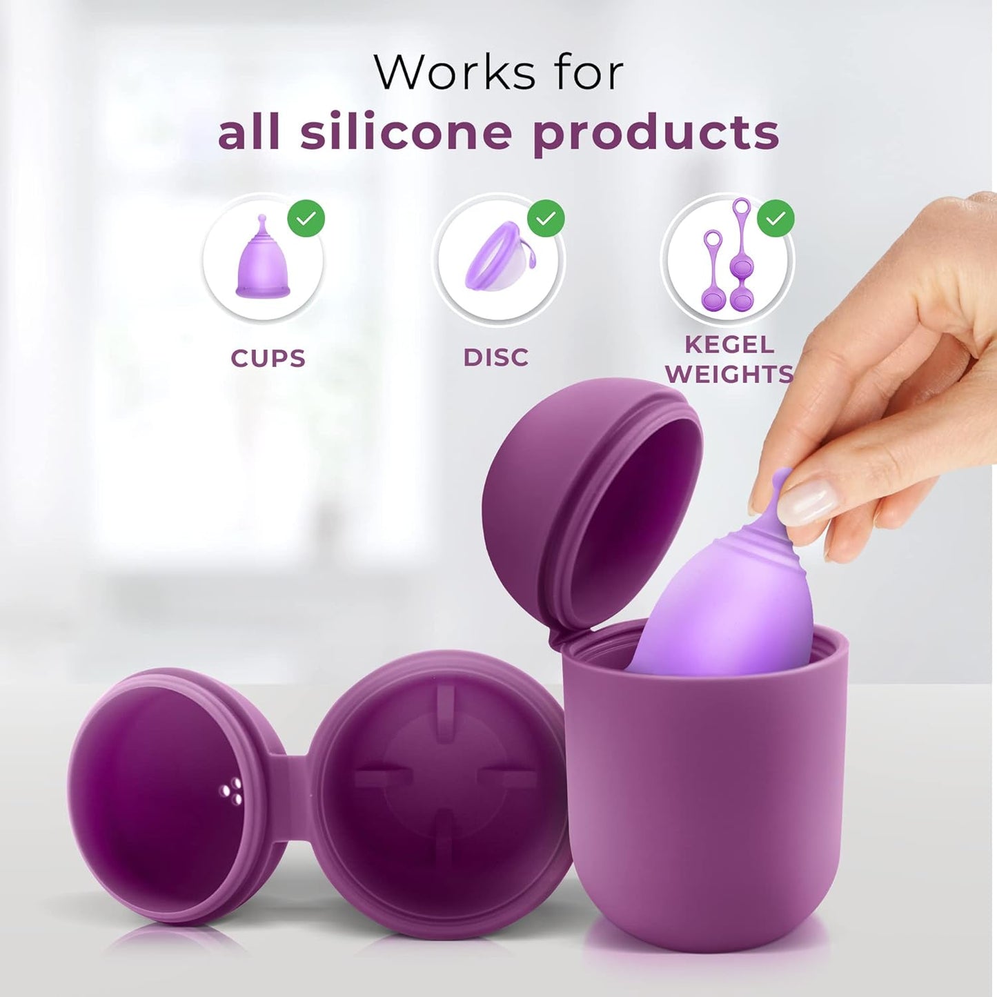 EcoBlossom Reusable Menstrual Cup and Case - The Most Reliable Medical Grade Silicone Period Cups - Comfortably use for 12 Hours (Small (Pack of 2), Round Stem & Case)