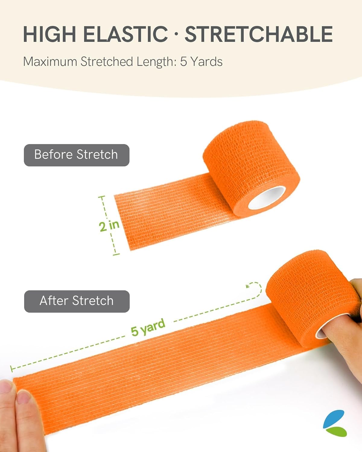 FriCARE Self Adhesive Bandage Wrap, Medical Tape in First Aid Kit, Cohesive Bandages for Wounds Sport Vet, 2 Inches X 5 Yards 6 Rolls, Orange