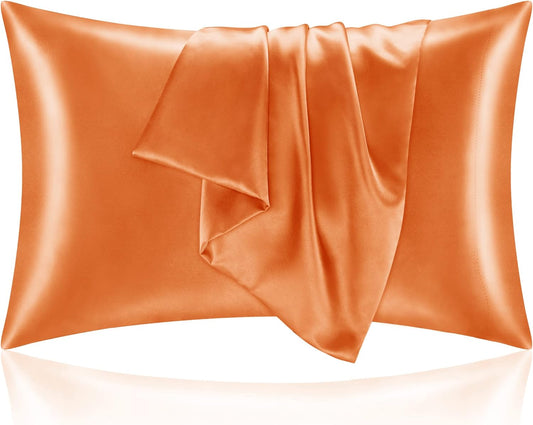 BEDELITE Satin Pillowcase for Hair and Skin, Super Soft and Cooling Similar to Silk Pillow Cases 2 Pack with Envelope Closure, Gift for Women Men(20"x36" King Size, Burnt Orange)