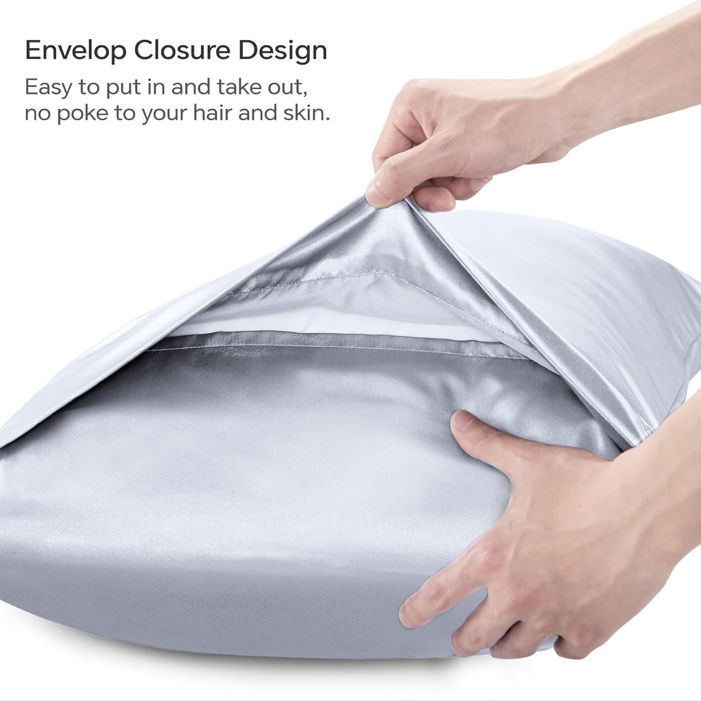 BEDELITE Satin Body Pillow Cover 2 Pack, Super Soft and Cooling Body Pillow Pillowcase for Hair and Skin, Breathable Silky Full Long Pillowcase Cover(20"x54", Evening Haze)