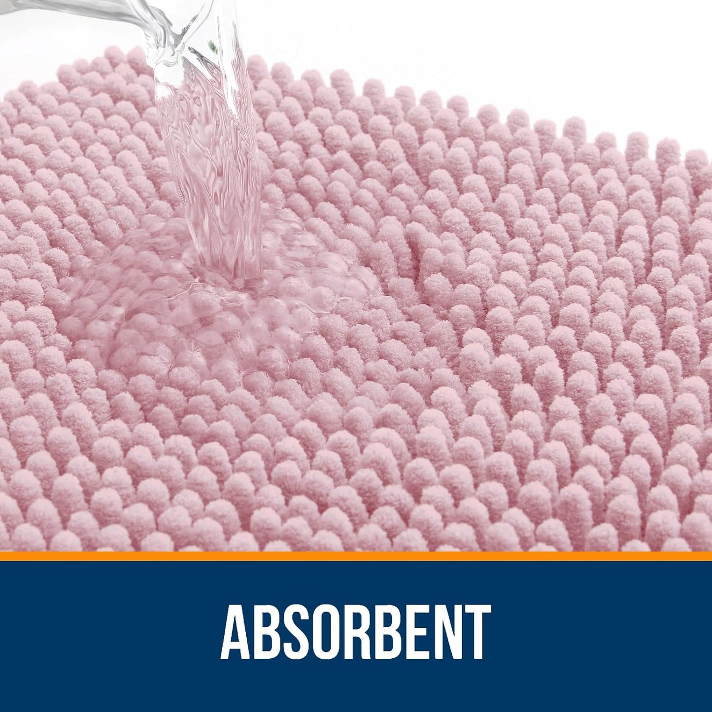 OLANLY Bathroom Rugs 24x16, Extra Soft Absorbent Chenille Bath Rugs, Rubber Backing Quick Dry, Machine Washable Bath Mats for Bathroom Floor, Tub and Shower, Home Decor Accessories, Dusty Rose