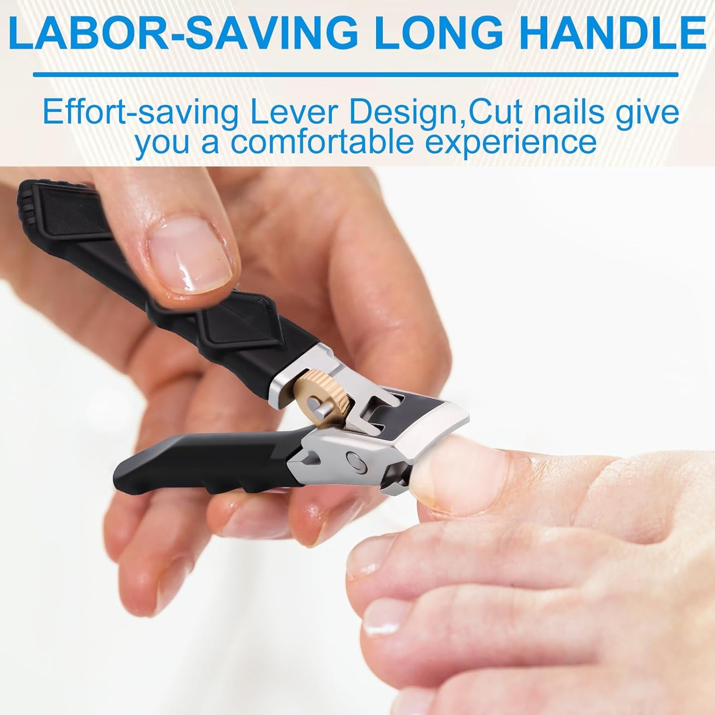 Fanyil Orthoclip, Toenail Clippers for Thick Toenails for Seniors, Wide Jaw & Angled Tip Clippers for Thick & Ingrown Toenails, Ultra Sharp Slanted Nail Clippers with Long Handle for Men Women