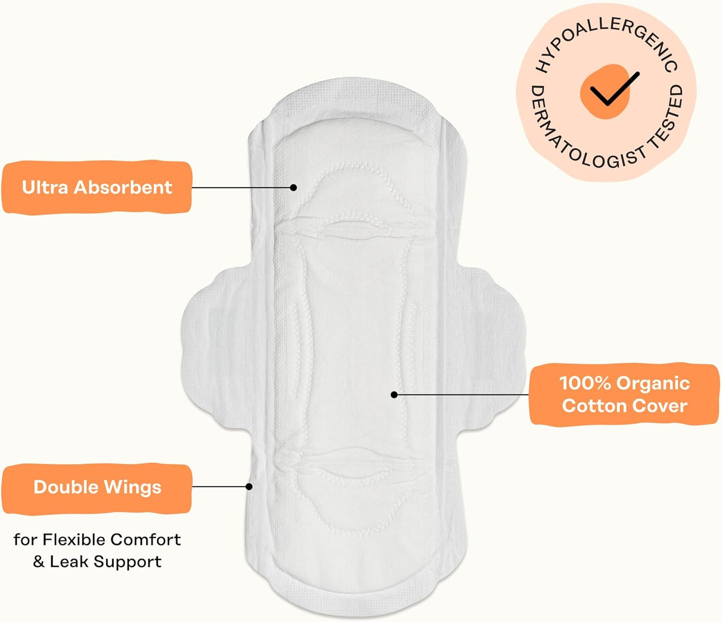 The Honey Pot Company - Sanitary Pads for Women - Non-Herbal Regular Flow w/Wings - Organic Cotton Cover & Ultra-Absorbent Pulp Core - Feminine Care - 20 ct